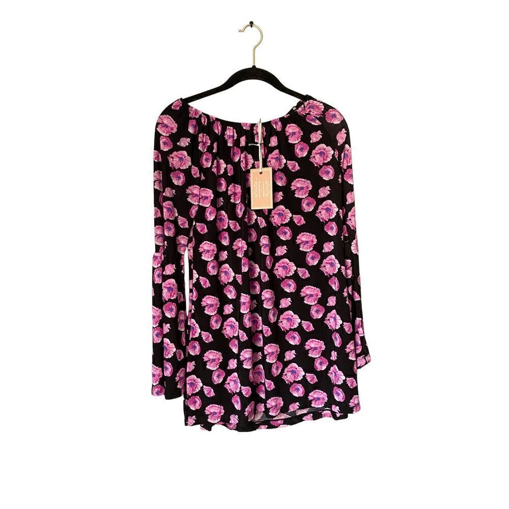 West loop bell sleeve off shoulder floral mini dress/tunic size small
